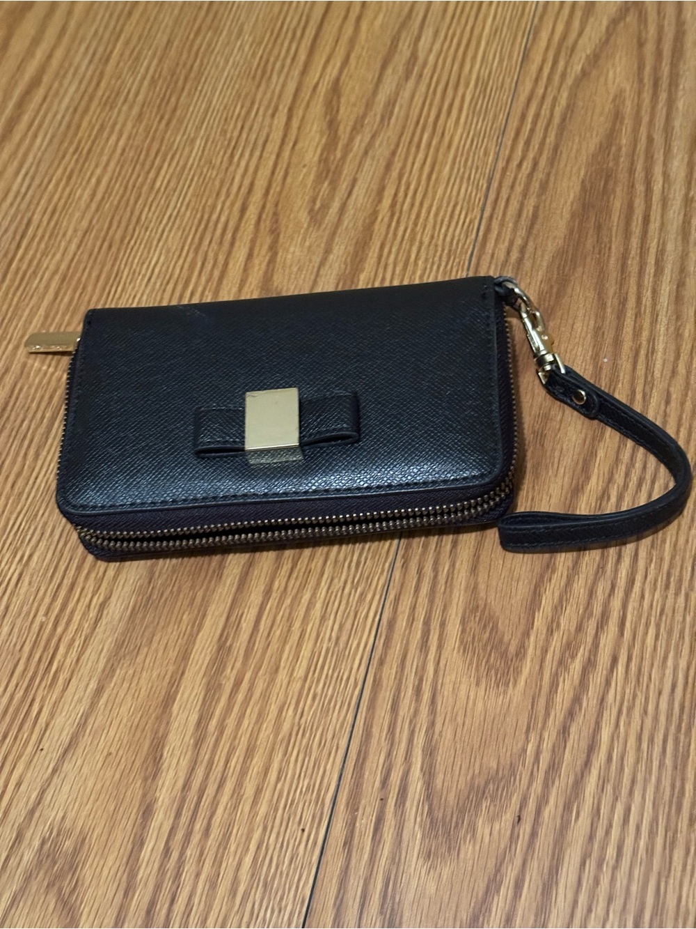 Ivanka Trump Black Wristlet Clutch with Gold Accent